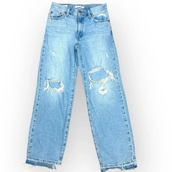 Levi's Premium Baggy Dad Jeans Women's 24x30 Distressed Relaxed Fit Big E Tag - Picture 2 of 15